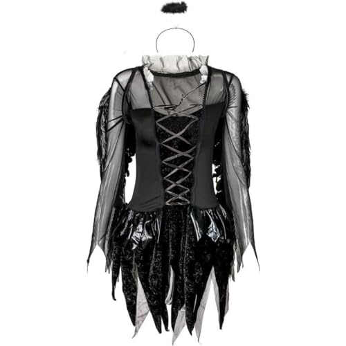 Gcroet Halloween Frauen Kostüme gefallenes Kostüm Schwarzer Bat gefallener Teufel Vampire Witch Kleid Erwachsener Cosplay M. von Gcroet