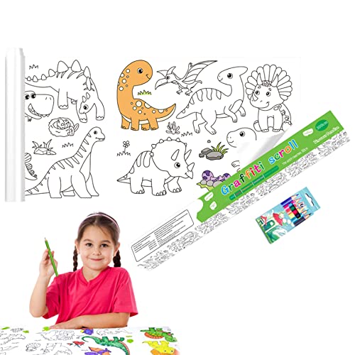 Gcroet Kinderzeichnung Rollen Malvorlagen Roll 15x118 in klebriger DIY -Malplakat mit Farbstiften Geburtstagsgeschenk für Kinder Dinosaurierland. von Gcroet