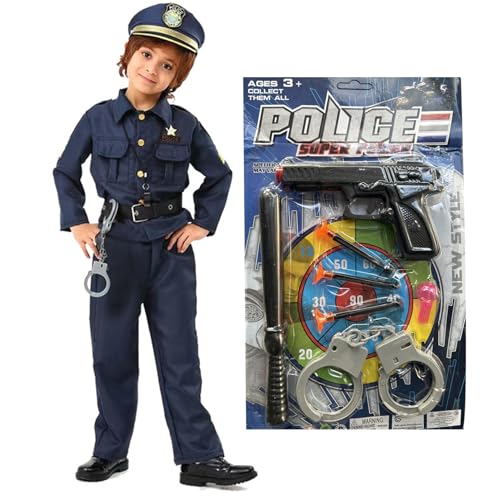 Gcroet Polizeikostüm für Kinder 1 Set Size S Unisex Polyester Atmungsaktives Polizeikostüm für Cosplay Halloween Rollenspiel Party Bühne für 39.37-43.31inch Kinder .. von Gcroet