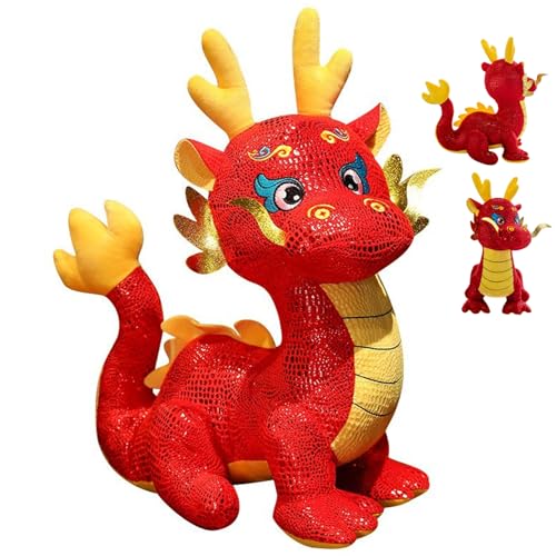 Gefüllte Drachen 3D 2024 Chinesisches Neujahr Drache 9,5 -Zoll -Höhe Zodiac Dragon Plüsch Spielzeug Red Decorative Dragon Stofftier für Geburtstagsgeschenke Weihnachtsfeier. von Gcroet