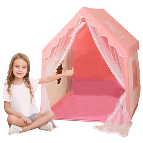 Kinderzelt Indoor-Spielzelte für Mädchen Prinzessin Zelt mit Tragetasche und atmungsaktives Netzfenster Nicht-Schlupf-Prinzessin Burgspielhaus für Kleinkind Girls Geschenk ohne Ornamente. von Gcroet