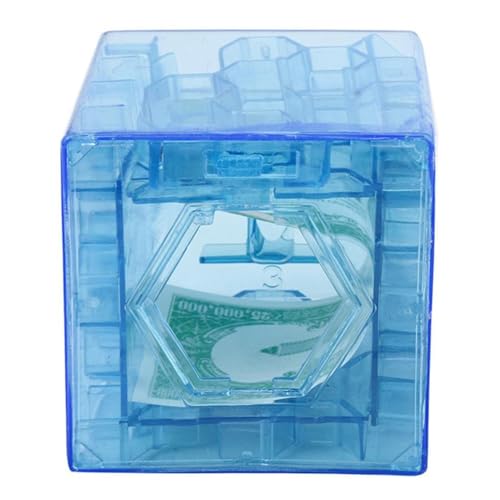 Money Maze Box für Bargeld lustige Labyrinth Geldbox Blue Translucent Money Box für Bargeld Geschenkgeld Bank Spiel Spielzeug für Kinder Erwachsene Geschenke. von Gcroet