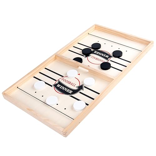 Gcroet Schnelles Schlinge Puck Spiel mit 5 jeweils schwarz-weiß-Schach-Teilen Holz Eltern-Kind Interaktives Schachbrett Spielzeugtischspiel für Erwachsene Kinder Heimcamping. von Gcroet