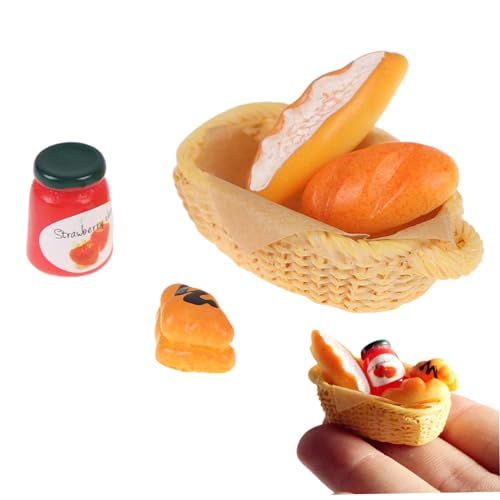 Weihnachtsfutter Essen für 7-14 Jahre alte 5pcs 1,57x0,87 Zoll niedliche winzige lebensee Safe Harz tragbares Mini-Jam-Brot-Korb-Kitchen Mischfutterspielzeug für Puppenhaus-Hochzeitsbäckereien. von Gcroet