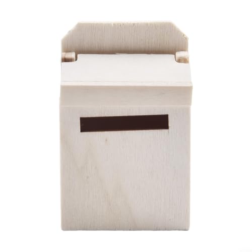 UUU0266955 Interaktiver Miniatur-Briefkasten aus Holz, perfektes Zubehör für Puppenhäuser und Bastler (natürliche Farbe) von Gdfnmogo