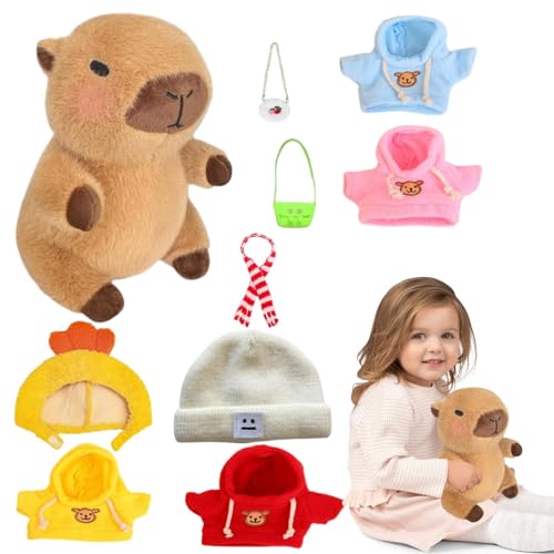 Gdnhovfnxe 23 Cm Capybara Dress Up Plüsch, Capybara Plüschtier Mit Kleidung - Dress Up Gefüllte Capybara-Plüschtiere | Anschmiegsame Capybara-Plüschpuppe Für Weihnachtsstrümpfe, Geburtstag von Gdnhovfnxe