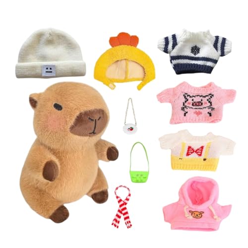 Gdnhovfnxe 23 Cm Capybara Dress Up Plüsch, Capybara Plüschtier Mit Kleidung - Dress Up Gefüllte Capybara-Plüschtiere | Anschmiegsame Capybara-Plüschpuppe Für Weihnachtsstrümpfe, Geburtstag von Gdnhovfnxe