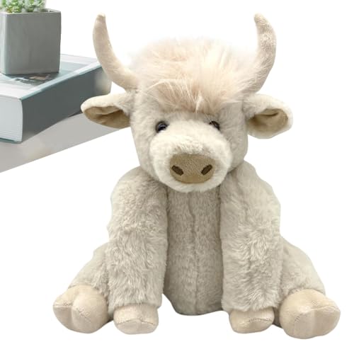 Gdnhovfnxe Highland Cow Spielzeug,Kuh Kuscheltiere - 10-Zoll realistische Hochlandkuh-Plüschpuppe - Schlafenszeit-Hochlandrinder, braunes Yak-Stofftier, Kuh-Plüschtier, Bauernhofspielzeug für und von Gdnhovfnxe