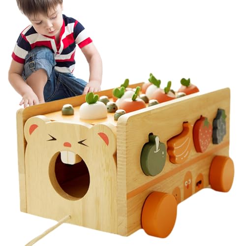 Gdnhovfnxe Karottenernte-Holz-Puzzle, Karottenernte-Spiel, Holzspielzeug, Spiel-Spielzeug-Form-Matching-Puzzle, Sortierspielzeug in Karottenform für Kinder, Mädchen, Familie von Gdnhovfnxe