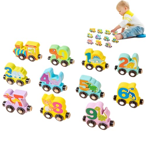 Gdnhovfnxe Magnetischer Holzzug, Holzzahlenzug, Holzspielzeug-Eisenbahn-Set, Magnet-Zahleneisenbahn, Farbkognitionsspielzeug, Bunte Montage des Zugspielzeugs, Magnet-Zahlenzug für Kinder von Gdnhovfnxe