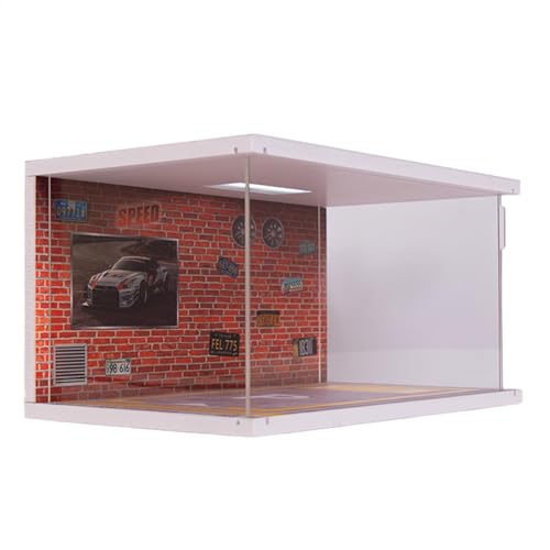 Gdnhovfnxe Modellgarage,Garagenmodell - 1:32 Automodell-Vitrine | Modellauto-Vitrine mit LED-Licht, Parkhaus-Vitrine für Auto-Sammlerstücke von Gdnhovfnxe