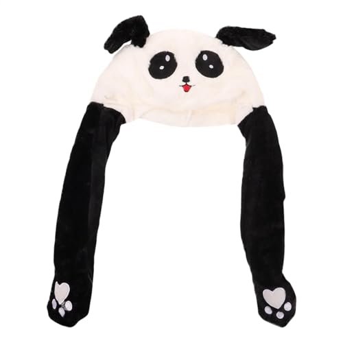 Gdnhovfnxe Plüsch-Panda-, Panda-Tier- Neuartige Plüsch-Kopfbedeckung,Stilvolle, neuartige Winter-Tiermütze, leuchtende Plüsch-Hoodie-Mützen mit beweglichen Ohren für kaltes Winterwetter von Gdnhovfnxe