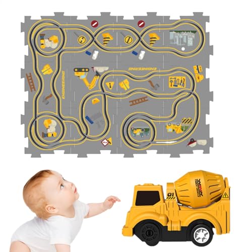 Gdnhovfnxe Puzzle-Spielzeug-Eisenbahnwagen, Puzzle-Rennwagen-Spielset - Elektrisches Gleis-Spielset zum Zusammenbauen, Puzzle-Gleiswagen-Set,Spielzeug-Straßenbauer-Matten-Eisenbahnauto zum Geburtstag von Gdnhovfnxe