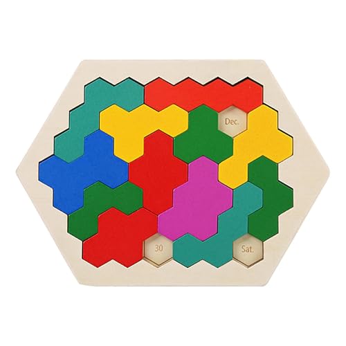 Gdnhovfnxe Tangram-Puzzle aus Holz, Sechseck-Tangram-Puzzle | Geometrie-Logik-Intelligenzspiel | Tragbares STEM-Lernlogikspiel für alle Altersgruppen. Herausforderung, Kinder, Kinder, Erwachsene von Gdnhovfnxe