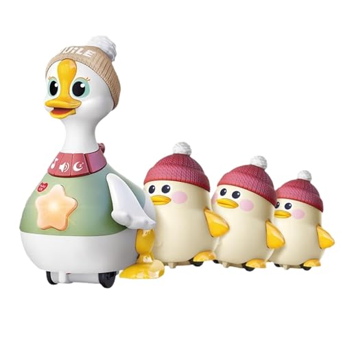 Tummy Time Duck Family Toy, Tummy Time Ente Familienspielzeug, Laufende Ente Mit Baby-Enten, Schwingende Enten-Bauchzeit, Ente Musik Kinderspielzeug Mit Licht Und Musik Für Im Alter Von 6–12 Monaten von Gdnhovfnxe