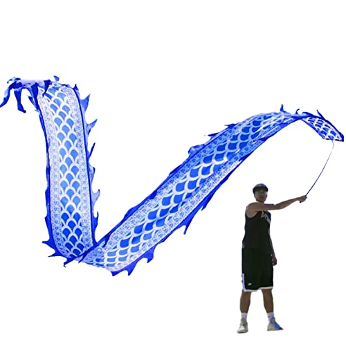 GeOinQL Spinndrachen Poi,. 3D-Drachen-Streamer-Poi, fließender Drachentanz aus Seide, sich drehender Tänzer mit Fiberglas-Handstäben, farbenfrohes Fitness-Übungsband for die Abschlussballparty von GeOinQL