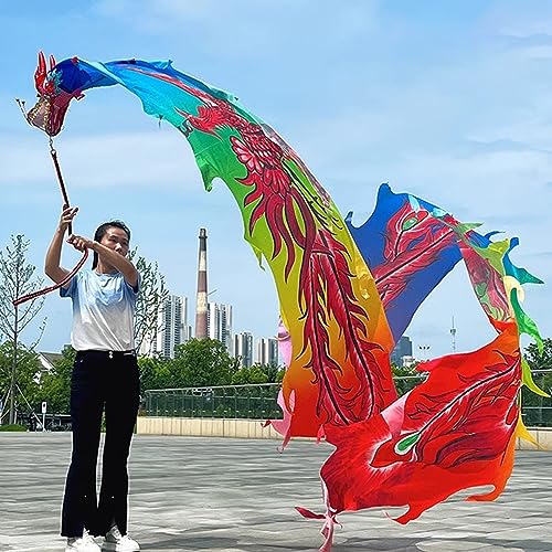 Spinndrachen Poi,. 3D-Drachenband-Wirbeltanz mit Kopf, traditioneller roter Drachen-Poi-Regenbogen, fließender rhythmischer Luftschlangen-Drachen for den Außenbereich for Sport-Fitness, waschbar(10 m/ von GeOinQL