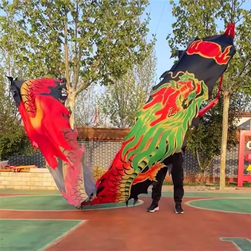 Spinndrachen Poi,. 8 m lange Jongliersets mit rotem Drachentanz, fließendes Fitnessband, Performance-Requisiten for das Üben von Drachen im Freien for Pflaumenhaufen, quadratische Schüttelpoi(Style3) von GeOinQL