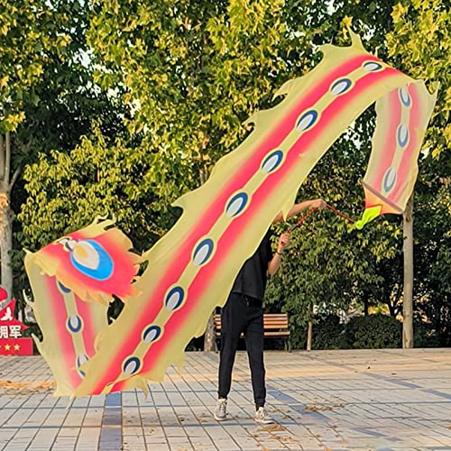 Spinndrachen Poi,. Chinesischer fließender Drachenbandtanz mit Ball, Seidenschüttel-Poi-Wurfstreamer-Set for den Außenbereich, leichter rhythmischer Tänzer mit sich drehendem Drachenkörper(Style2,10 m von GeOinQL