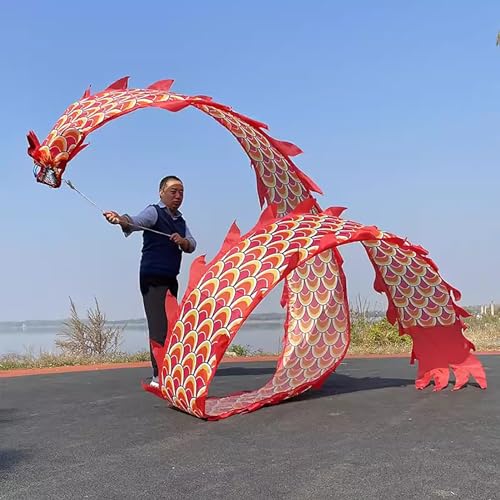 Spinndrachen Poi,. Dragon Poi, Drachentanz, Rhythmische Seidenbandflagge, Rhythmisches Gymnastikdrachen-Jonglierspielzeug, Drehbarer, waschbarer Dragon Flow Poi for Übungen am Strand und Rasen(10 m/33 von GeOinQL