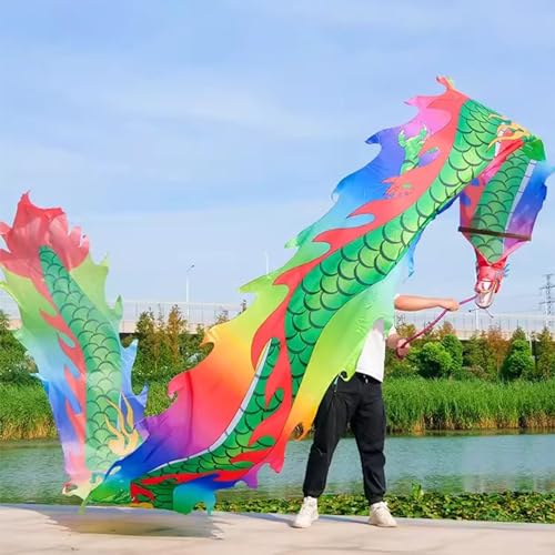 Spinndrachen Poi,. Dragon Poi Chinesisches Jonglierband mit Drachenschuppen, Rhythmisches Flow-Spielzeug for 3D-Tänzer, Performance-Set mit Fitness-Streamer-Bändern, schleuderndes buntes Dragon Poi(Co von GeOinQL