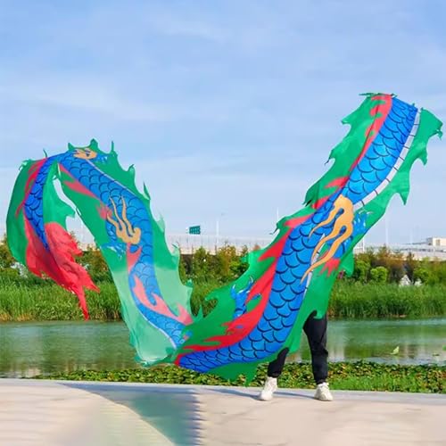 Spinndrachen Poi,. Dragon Poi Chinesisches Jonglierband mit Drachenschuppen, Rhythmisches Flow-Spielzeug for 3D-Tänzer, Performance-Set mit Fitness-Streamer-Bändern, schleuderndes buntes Dragon Poi(Gr von GeOinQL