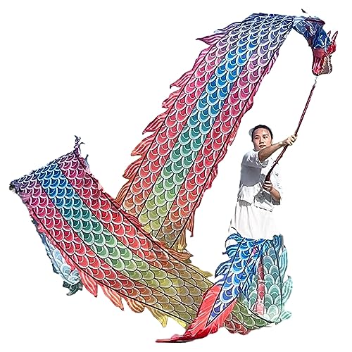 Spinndrachen Poi,. Dragon Poi Fitness Streamer Drachentanzbänder, Flying Dragon Poi Flow Toy Rhythmische Seidenfahne, Chinesische Drachenschuppen Streamer Dekorationen for Basteln(Colour1,6 m/19.6ft l von GeOinQL