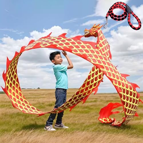 Spinndrachen Poi,. Dragon Poi Flowy Dragon Ribbon Flag, realistischer Throw Dancer Rhythmic Poi mit Schwungseil, Jonglier-Performance-Requisiten for Üben, Flying Ribbon Sportspielzeug(3 m/10ft long) von GeOinQL