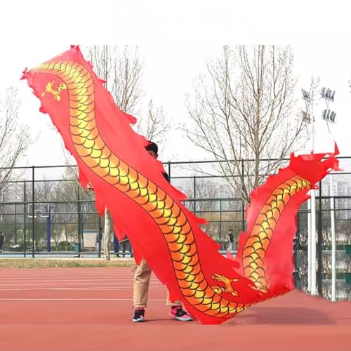 Spinndrachen Poi,. Dragon Poi Seidenband mit Drachenschuppen – Rosa/Rot, chinesische Tänzerflagge for Spielen und for Fitnessübungen, Jongliersets for Erwachsene, waschbares Flugband(Red,10 m/33ft lon von GeOinQL