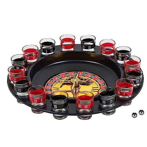 GeRRiT Roulette-Rad 12-Zoll-Roulette-Rad-Set aus Kunststoff, Schnapsglas, Roulette-Trinkspiel, russischer Plattenspieler, Freizeit-Tischspiele, Casino, Gesellschaftsspiele für Erwachsene Partyspiele von GeRRiT