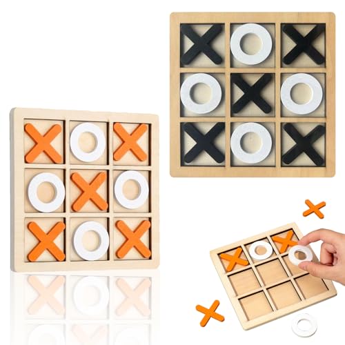 2 Stück Tic TacToe Extreme Tic Tac Toe Tic TacHolzspiel Holz Legespiel Tragbares Brett Reisespiel Strategie und Denkspiel Familienspiel Familienbrett für Erwachsene Familienparty Innendekoration von Geaanen