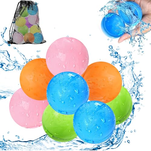 8 StüCk Wasserbomben Wiederverwendbar Wasserbomben SelbstschließEnd Wasserballonswasserbomben Wiederverwendbar Wasserballons WiederbefüLlbare Silikon Wasserbomben Wasserbomben Mit 1 Netztasche von Geaanen