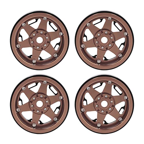 Gearwell 4 Stück 2,2-Zoll-Beadlock-RC-Felgennabe aus Aluminiumlegierung Universelle Ersatznabe für 1/10 RC-Simulations-Crawler-Simulations-Kletterautoräder Ti.tanium (Copper) von Gearwell