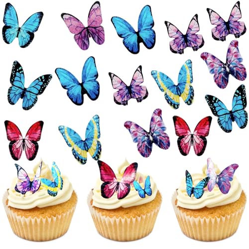 Gebrazy Edible Butterflies for Cakes, Pack of 40 Butterfly Cupcake Toppers, Edible Butterfly Cake Decorations, Edible Paper Cake Decoration for Wedding, Birthday, Party von Gebrazy