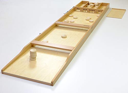 Gebrüder Vinkelau GmbH Shuffelboard faltbar/Sjoelbak opvouwbaar/Dutch Shuffleboard foldable/Mit Offiziellen Wettkampfmaßen und mit 30 hohlgeschliffenen Spielsteinen/Made in Germany von Gebrüder Vinkelau GmbH