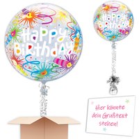 "Happy Birthday" XXL Bubble Ballon mit Kerzen-Motiv Ø 56cm von Geburtstagsfee