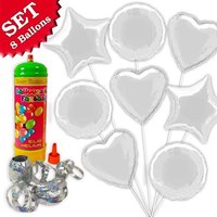 Helium Ballongas Set Silber, 10tlg von Geburtstagsfee