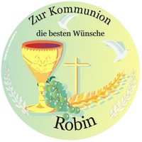 Kommunion Tortenaufleger mit Vornamen – rund, E16 von Geburtstagsfee