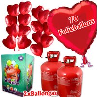 Love Ballongas-Set Love mit 70 Herzballons von Geburtstagsfee