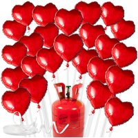 Love Ballongas-Set mit 25 Herzballons + Helium und Ballonschnüre von Geburtstagsfee