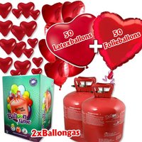 Love Ballongas-Set mit 50 Herzballons von Geburtstagsfee