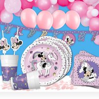 Minnie Maus Einhorn Mottopartyset XL, 135-teilig, für 8 Kids von Geburtstagsfee