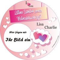 Valentinstag Tortenaufleger Foto mit 2 Vornamen – rund, Z26 von Geburtstagsfee