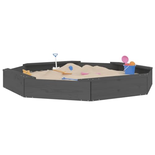 Gecheer Sandkasten, Garten Spielhaus, Sandbox, Holzsandkasten mit Sitzen Grau Achteck von Gecheer