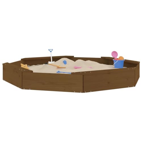 Gecheer Sandkasten, Garten Spielhaus, Sandbox, Holzsandkasten mit Sitzen Honigbraun Achteck von Gecheer