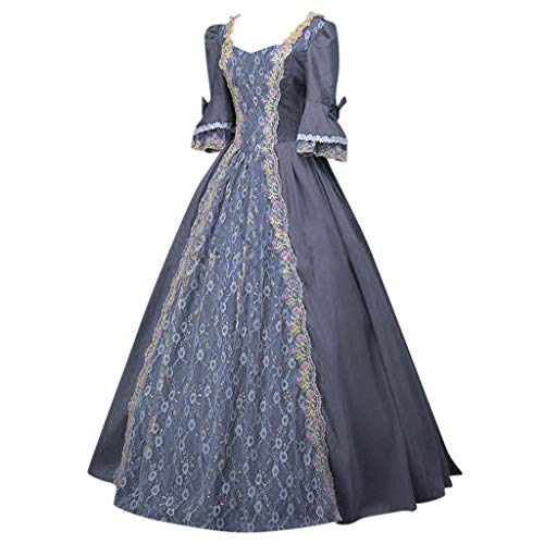 Gefomuofe Ballkleid Damen Gothic Mittelalter Kleid Steam Punk Trompetenärmel Schleife Knielang Partykleid Vintage Prinzessin Kleid Karneval Elegant Abendkleider Cocktailkleid Party von Gefomuofe