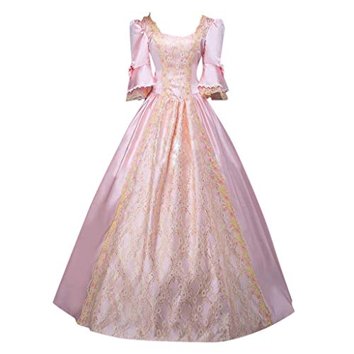 Gefomuofe Ballkleid Damen Gothic Mittelalter Kleid Steam Punk Trompetenärmel Schleife Knielang Partykleid Vintage Prinzessin Kleid Karneval Elegant Abendkleider Cocktailkleid Party von Gefomuofe