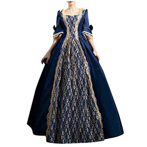 Gefomuofe Damen Ballkleid Mittelalter Kleid Retro Trompetenärmel Schleife Knielang Kostüm Prinzessin Kleider Viktorianisches Kleidung Mittelalter Retro Cosplay Kostüm von Gefomuofe