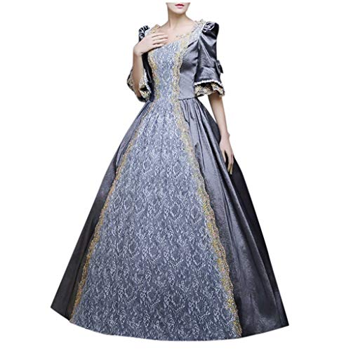 Gefomuofe Damen Ballkleid Mittelalter Kleid Retro Trompetenärmel Schleife Knielang Kostüm Prinzessin Kleider Viktorianisches Kleidung Mittelalter Retro Cosplay Kostüm von Gefomuofe