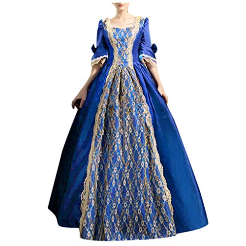 Gefomuofe Damen Ballkleid Mittelalter Kleid Retro Trompetenärmel Schleife Knielang Kostüm Prinzessin Kleider Viktorianisches Kleidung Mittelalter Retro Cosplay Kostüm von Gefomuofe